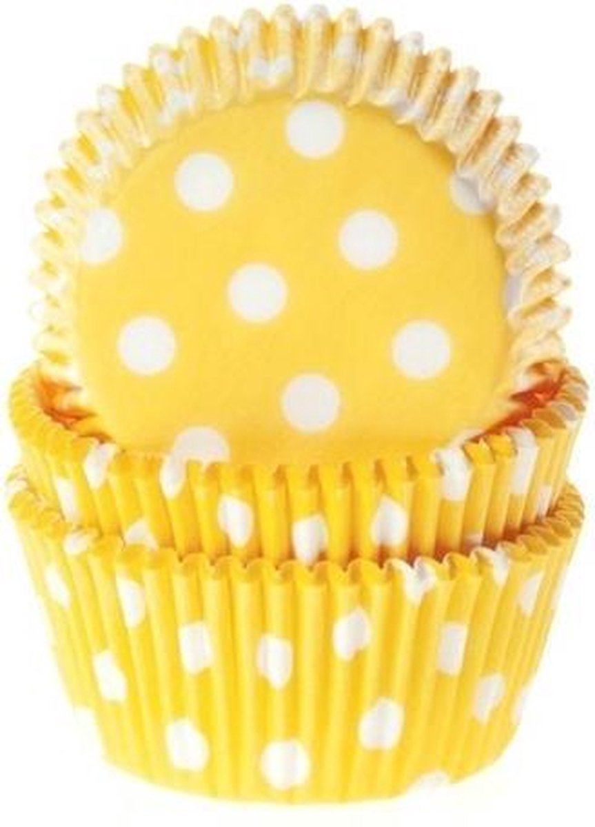 House of Marie Cupcake Vormpjes (Baking Cups) - Stippen Geel - pk/50