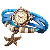 Fako® - Armband Horloge - Zeester - Lichtblauw