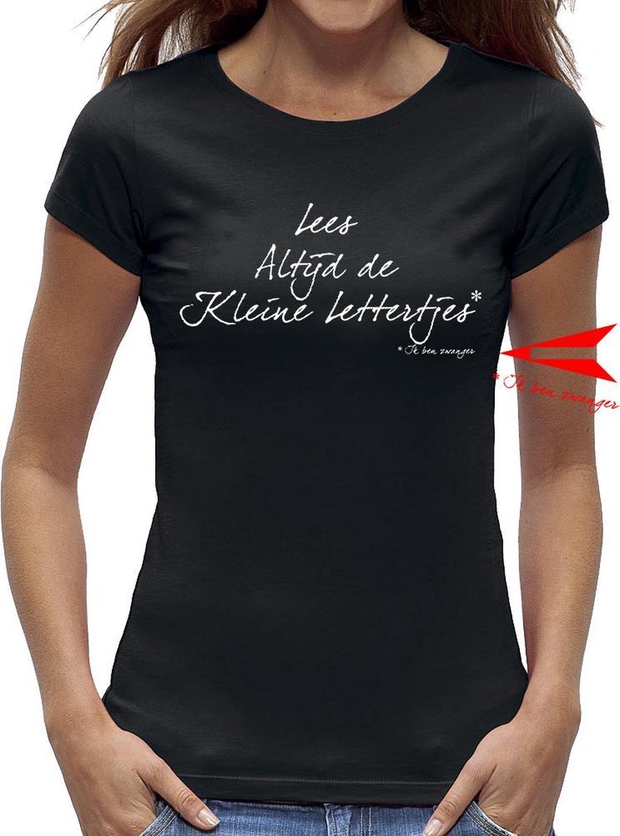 zwangerschap aankondiging t-shirt dames / kado cadeau tip / dames - vrouwen maat XL / zwart