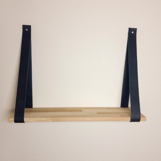 dilemma Voorzien Onverschilligheid Massief Eiken Wandplank - Echte leren plankdragers - 40 x 15 cm | bol.com