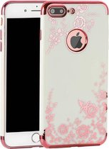 Apple Iphone 6 / 6S Wit siliconen hoesje (roze-goud design)