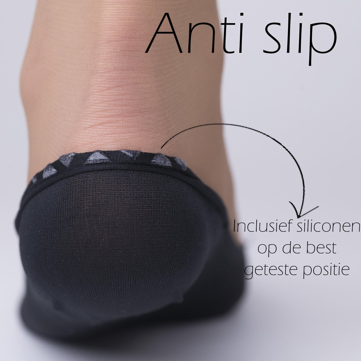 Footies dames antislip 39-42 | No show sokken | zakken niet af! | Kleur: Zwart | 6