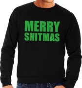 Foute kersttrui / sweater Merry Shitmas zwart voor heren - Kersttruien M (50)