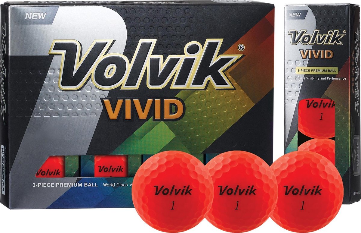 Volvik - Vivid golfbal - 12 pack - rood