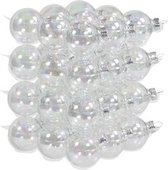 36x Transparante parelmoer glazen kerstballen 4 cm - mat/glans - Kerstboomversiering helder/transparant