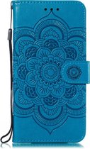 Bloemen Book Case - Samsung Galaxy A20e Hoesje - Blauw