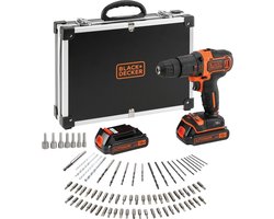 BLACK+DECKER BDCHD18BAFC-QW Accu Klopboormachine - 18V - 2 accu's en lader - incl. 80 accessoires - voor hout, steen en metaal - Klopfunctie - Accu boormachine - BDCHD18BAFC-QW