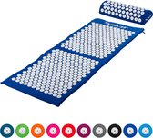 MOVIT® Acupressuurmat met Kussen - Shakti mat - Spijkermat - 130 x 50 cm - Donker Blauw