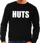 HUTS tekst sweater zwart heren - heren trui HUTS XXL