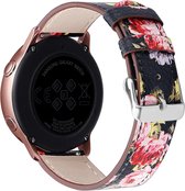 Bandje leer pink flowers geschikt voor Samsung Galaxy Watch 42mm en Galaxy Watch Active