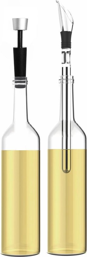 (twee producten)!! Brulo Wijnafsluiter - 3 in 1 - Acryl - wijnkoelstaaf -wijnschenker - icestick-wijnkoeler + wijnstopper