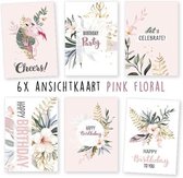 Kimago.nl - wenskaarten - kaartenset - ansichtkaarten - Verjaardag - bloemen - 6 stuks