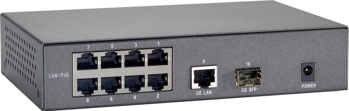 LevelOne FGP-1000W65 10-Port Fast Ethernet PoE Switch [8x FE PoE, 1x GE, 1x SFP, 57W, 5.6 Gbps]