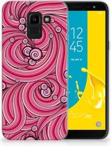 Geschikt voor Samsung Galaxy J6 2018 Uniek TPU Hoesje Swirl Pink
