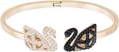 Swarovski Facet Swan Jet Armband  (Lengte: 17.00 cm) - Roségoudkleurig ,Zwart