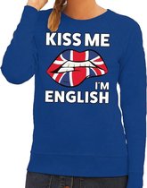 Kiss me I am English sweater blauw dames 2XL