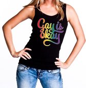 Gay is okay gaypride tanktop zwart voor dames M