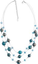Behave® Dames ketting kralen blauw 46 cm