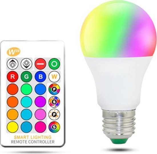 de ober lading Succes LED Lamp Met afstandsbediening - Alle kleuren instelbaar - 3W A+ - E27 -  lamp +... | bol.com