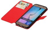 Mobieletelefoonhoesje.nl - Samsung Galaxy S6 Hoesje Cross Pattern TPU Bookstyle  Rood