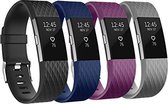 YONO Special Edition Mixed Bandjes Zwart/Grijs/Paars/Blauw voor FitBit Charge 2 – Small