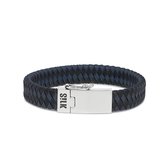 SILK Jewellery - Zilveren Armband - Alpha - 841BBU.19 - blauw/zwart leer - Maat 19