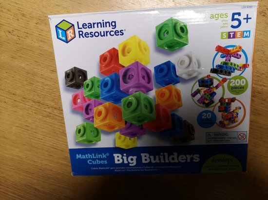 Learning Resources MathLink Cubes Big Builders, Assorted Colors, 200  Pieces/Set (LER 9291)