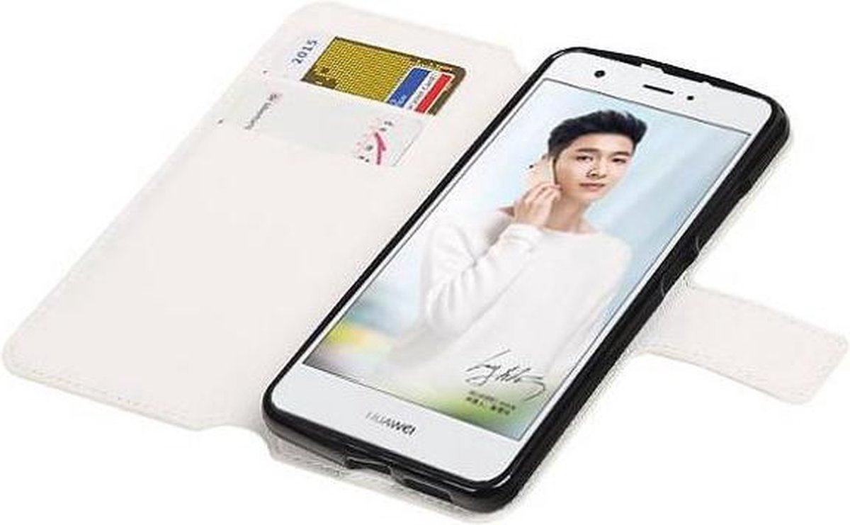 Cross Pattern TPU Bookstyle Wallet Case Hoesjes Geschikt voor Huawei Nova Wit