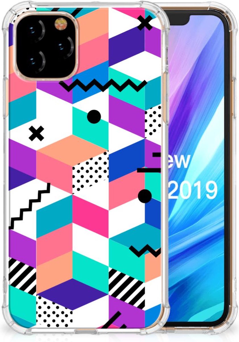 TPU Case Anti-Shock voor Apple iPhone 11 Pro Shockproof Case Blokken Kleurrijk