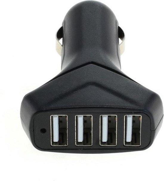 USB autolader met 4 poorten - Smart IC - 6A / zwart - OTB