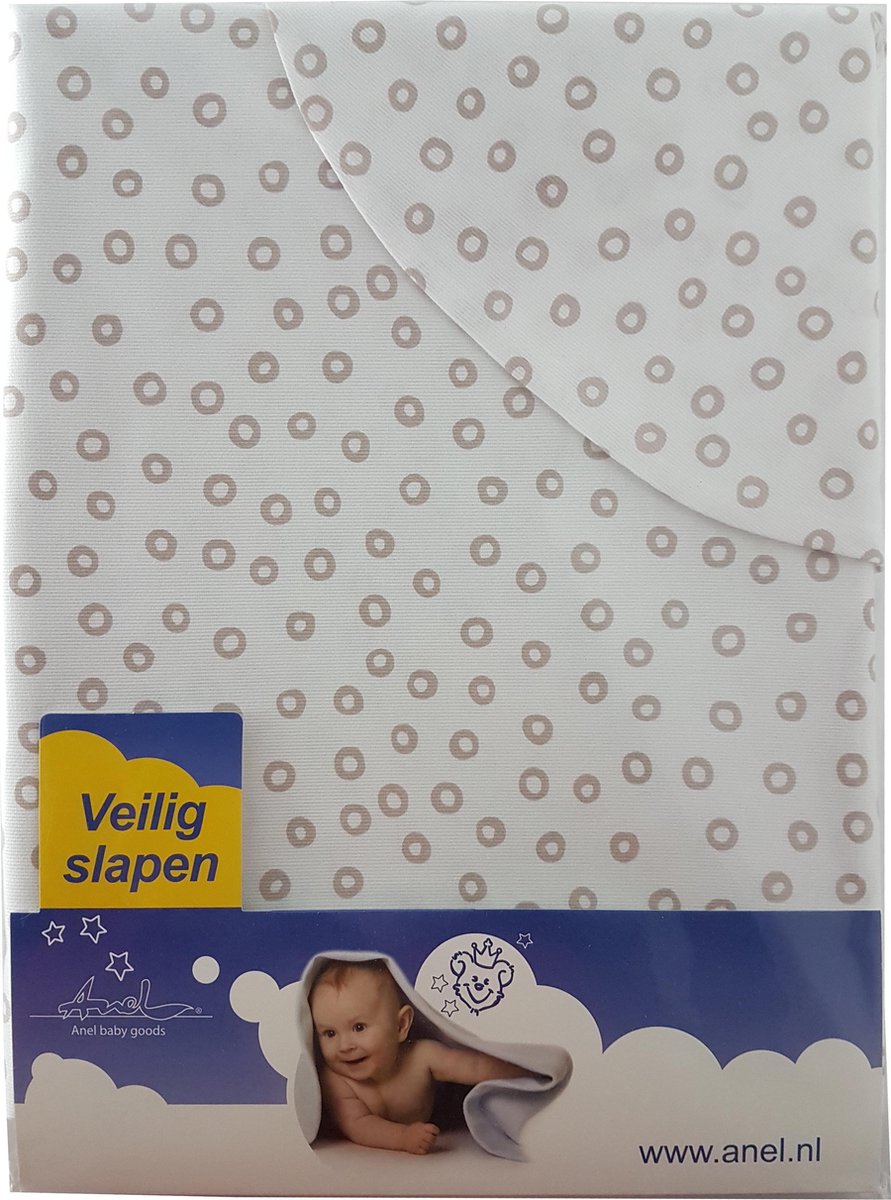 ANEL - wiegenlaken met sloop - Kleur: wit met bruine stippen - Formaat: 80x100cm