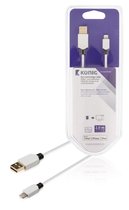 König KNM39300W20 Sync And Charge Kabel 8-pins Lightning Male - Usb 2.0 A Male 2,00 M Wit