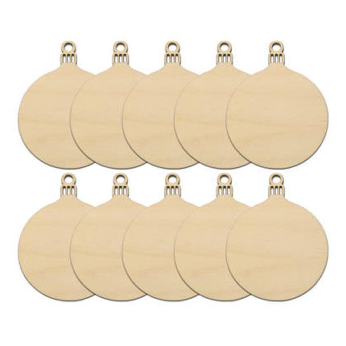 Houten Kerstballen - Zelf in te kleuren - Set van 10 stuks