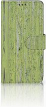 Geschikt voor Samsung Galaxy S10 Hoesje Bookcase Green Wood