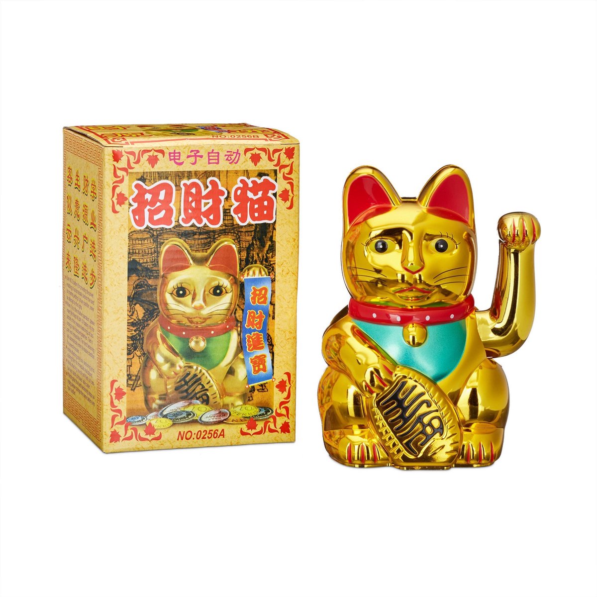 gespannen zonnebloem Oeps relaxdays - Maneki Neko - zwaaiende kat - geluksbrenger Chinese kat -  gelukskat | bol.com