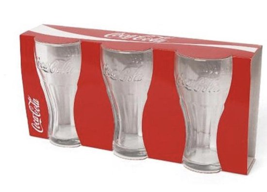 Coca Cola Contour Glazen | 3 Stuks | Drinkbekers | Glazen Beker | Drinkglas | Longdrinkglas| 35cl - Coca-Cola