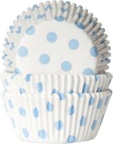 House of Marie Cupcake Vormpjes - Baking Cups - Stip Wit/Baby Blauw - pk/50