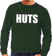 HUTS tekst sweater groen heren - heren trui HUTS XXL