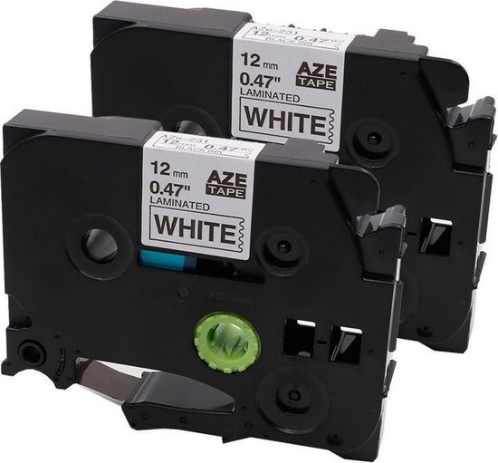 Compatible Label Tape TZe231 / TZ231 – 12 mm x 8 m – Voor Brother P-Touch PT-1000 GL-H100 GL-H105 GL-200 PT-1080 PTE-550WVP PT-P700 PT-H300 – 2 stuks