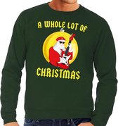 Foute kersttrui / sweater A Whole Lot of Christmas voor heren - groen - Kerstman Angus met gitaar L (52)