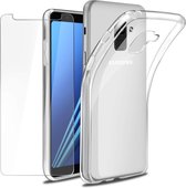 Samsung Galaxy A8 2018 Hoesje - Transparant TPU Siliconen Case & 2X Tempered Glas Combi - Transparant