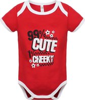 Babykleding - Romper - Ducky Beau romper - rood met wit - maat 68