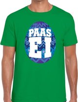 Paasei t-shirt groen met blauw ei voor heren 2XL