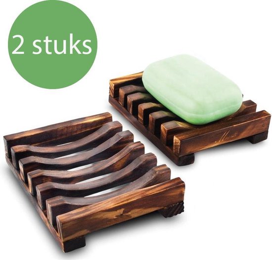 2X Zeepbakje / Zeephouder / Zeepdoosje van hout - 2 Stuks - Voor de badkamer , bad