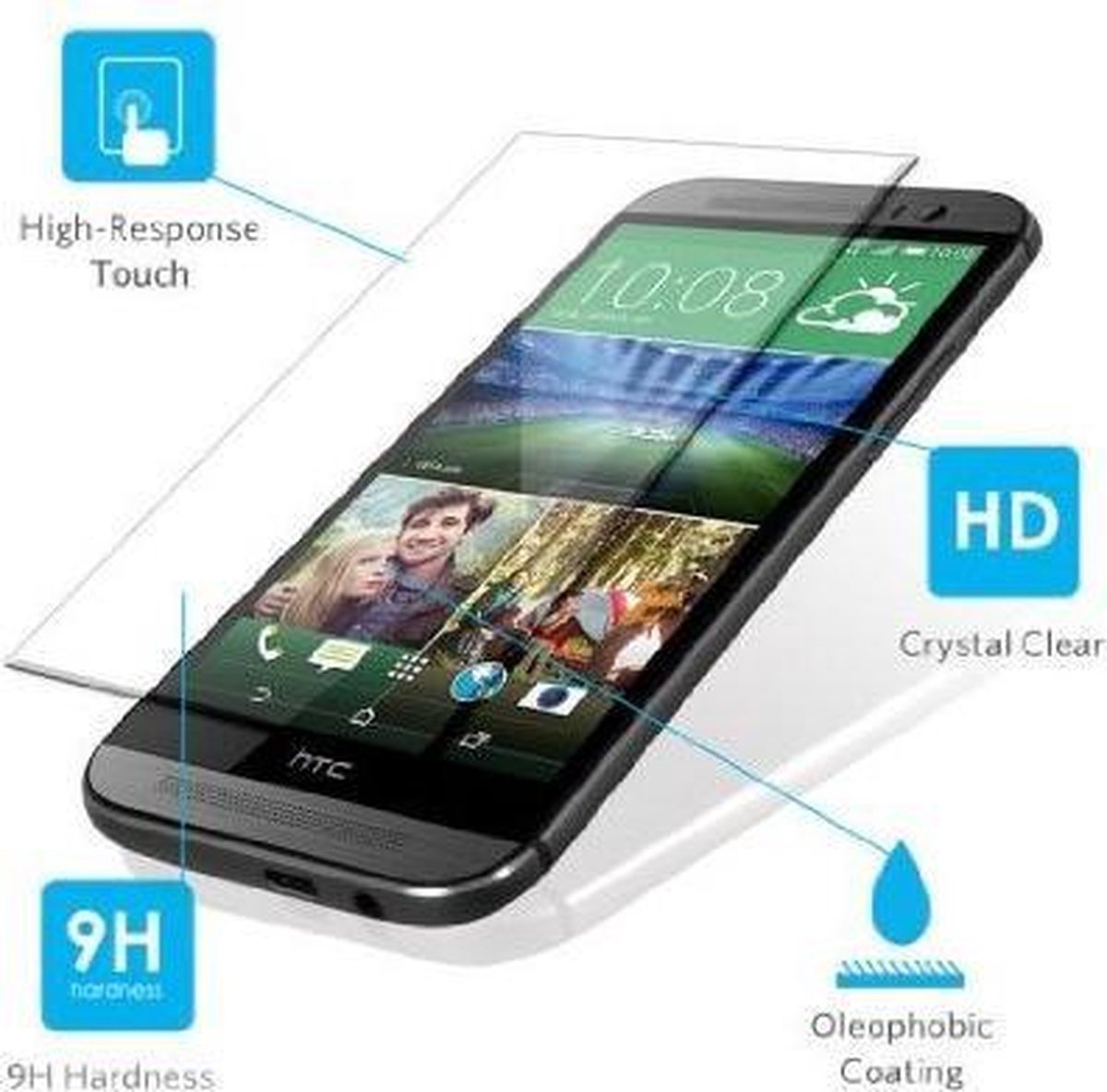 Pack Tempered Glass Screen protector 2.5D 9H (0.3mm) HTC One M8