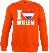Oranje I love Willem sweater kinderen 7-8 jaar (122/128)