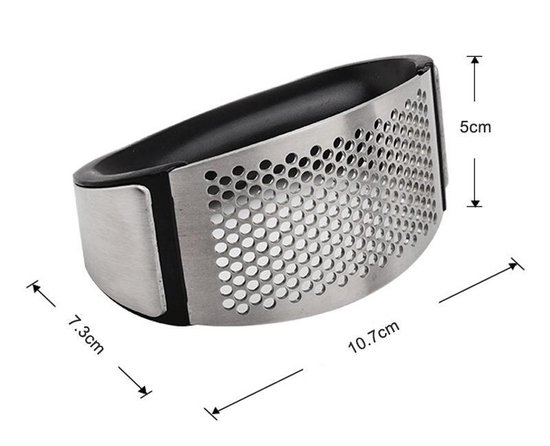 Knoflookpers - Knoflookpers RVS - Knoflookhakker - Keukengerei - Gembersnijder - Roestvrije knoflookpers - RVS - Zwart/zilver - Gemberpers - Vaatwasserbestendig - Handpers - Knoflooksnijder - Fijne Knoflook - Knoflookmaler - Gember - Knoflook