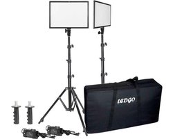 Ledgo - E268CII Bi-color kit - 2x high output paneel - Inclusief statief en tas - Zwart Ledgo - E268CII Bi-color kit - 2x high output paneel - Inclusief statief en tas - Zwart