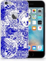 Geschikt voor iPhone 6 Plus | 6s Plus Uniek TPU Hoesje Angel Skull Blue