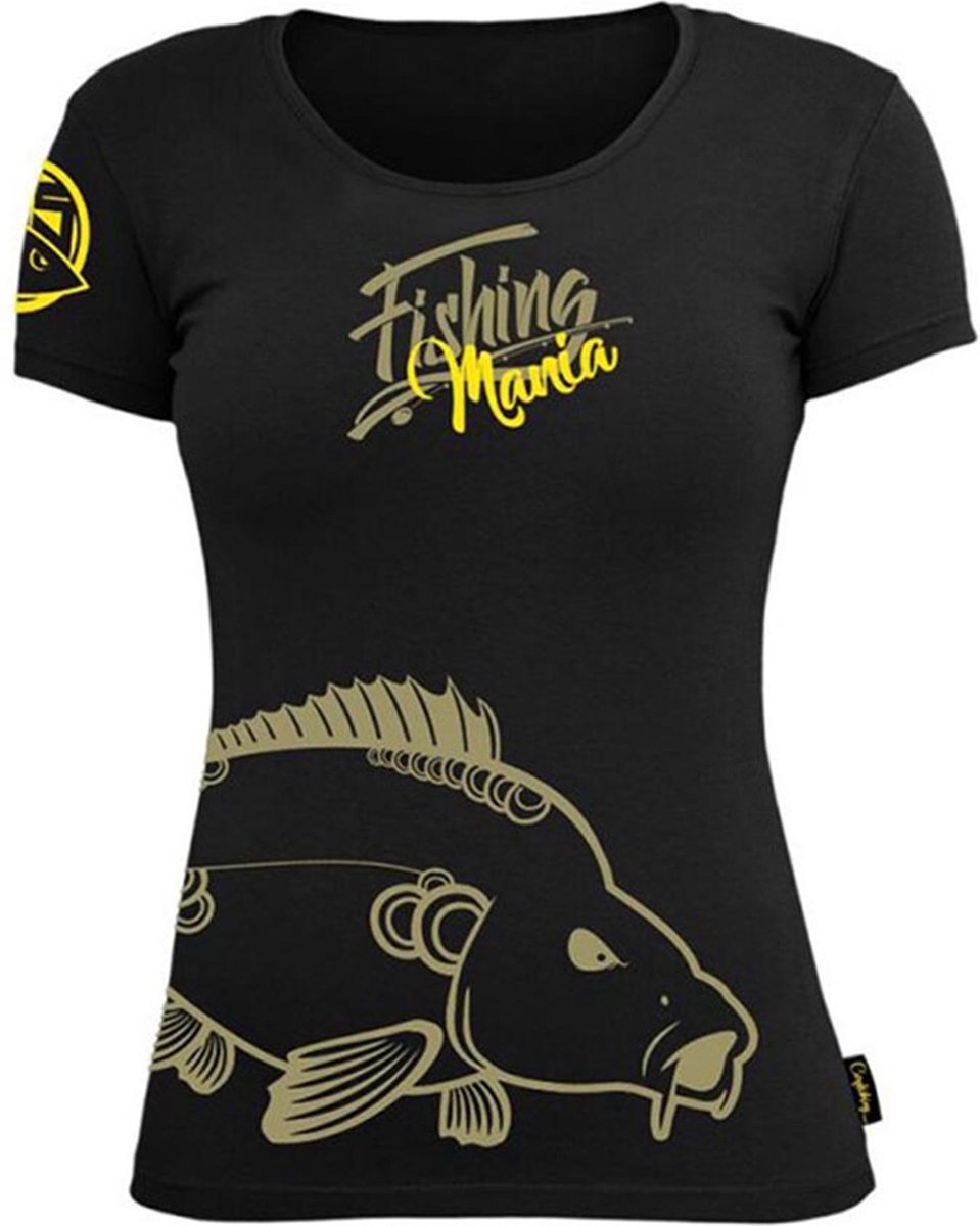 Hotspot Design T-Shirt Woman | Fishing Mania Carpfishing | Black | Maat S